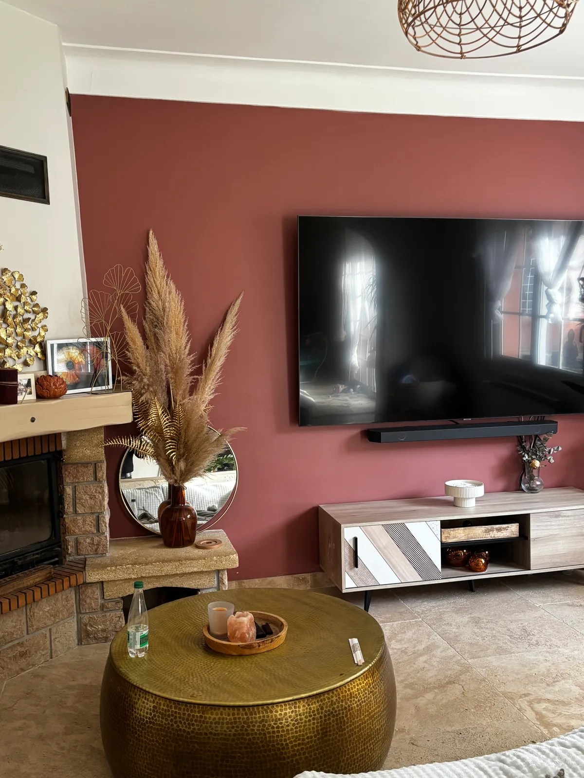 Peinture salon mur terracotta rouge Home Reno Pau