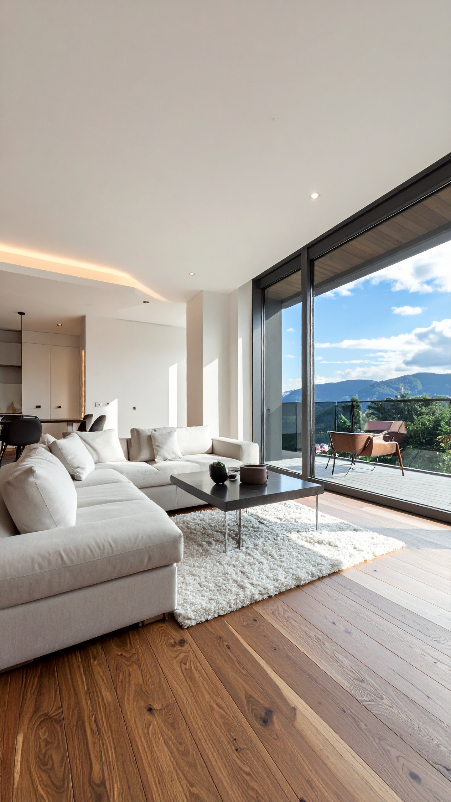 Salon contemporain vue Pyrénées rénovation Pau Home Reno