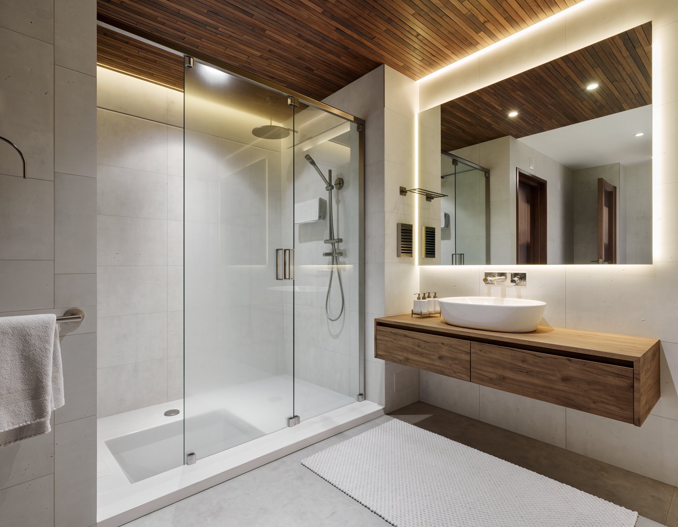 Douche italienne plafond bois Tarbes Home Reno