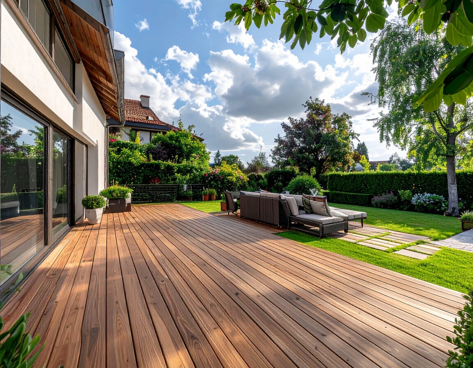 Firefly_Photo réaliste, terrasse en bois (lames Douglas) de 20–30 m², maison individuelle cla 457440