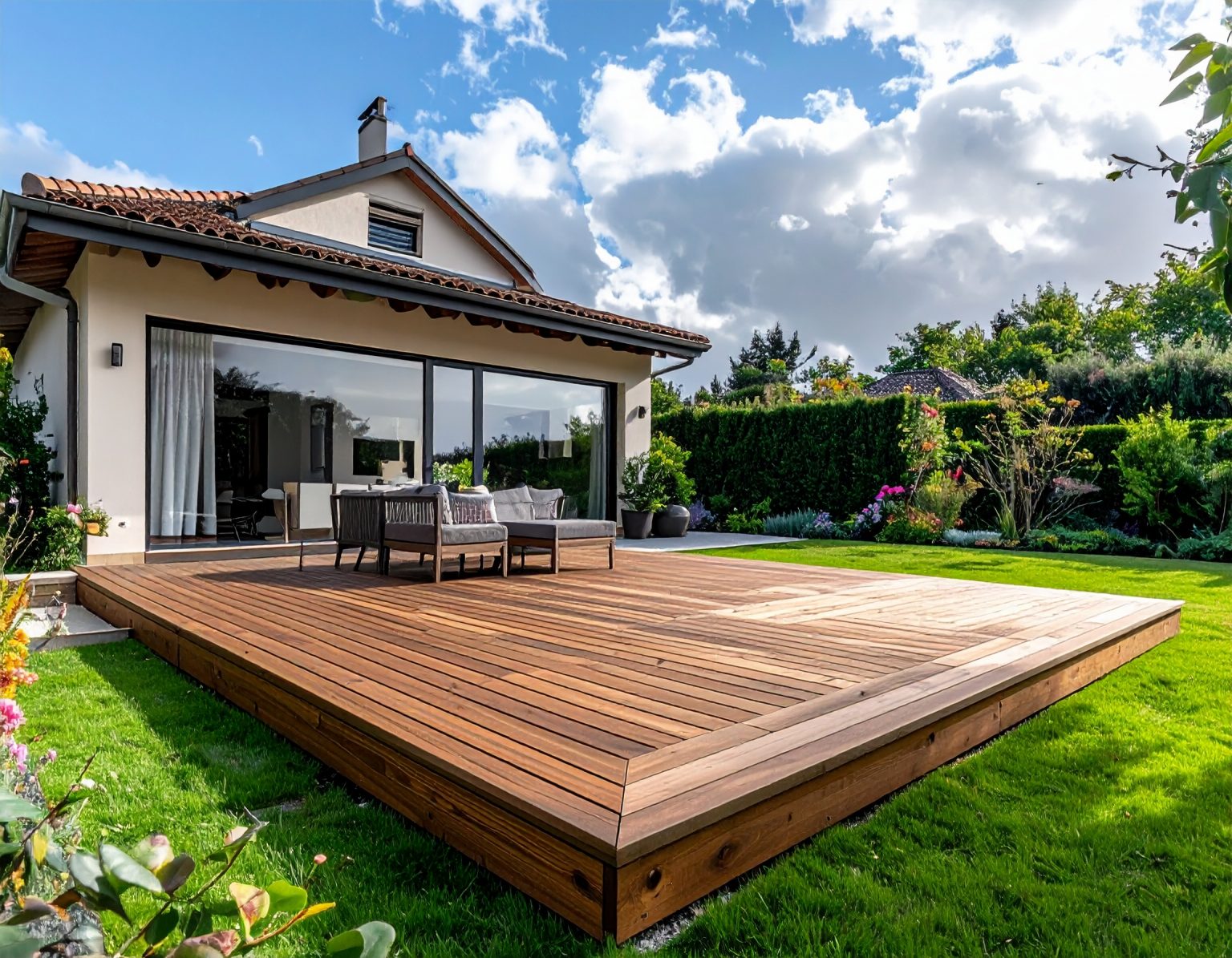 Firefly_Photo réaliste, terrasse en bois (lames Douglas) de 20–30 m², maison individuelle cla 774204 (1)